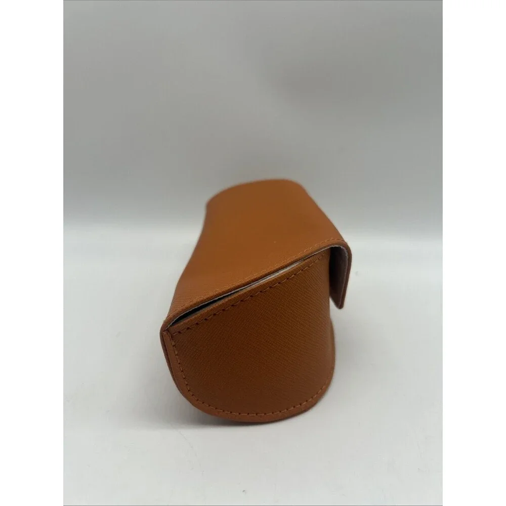 TORY BURCH Case Sunglasses Eyeglasses Saffiano Leather Orange Snap‎ Closure Logo